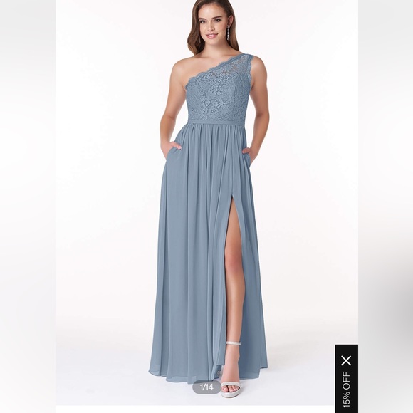 Azazie Demi Dress- dusty blue (size 10). Never worn. Brand new. - Picture 1 of 6